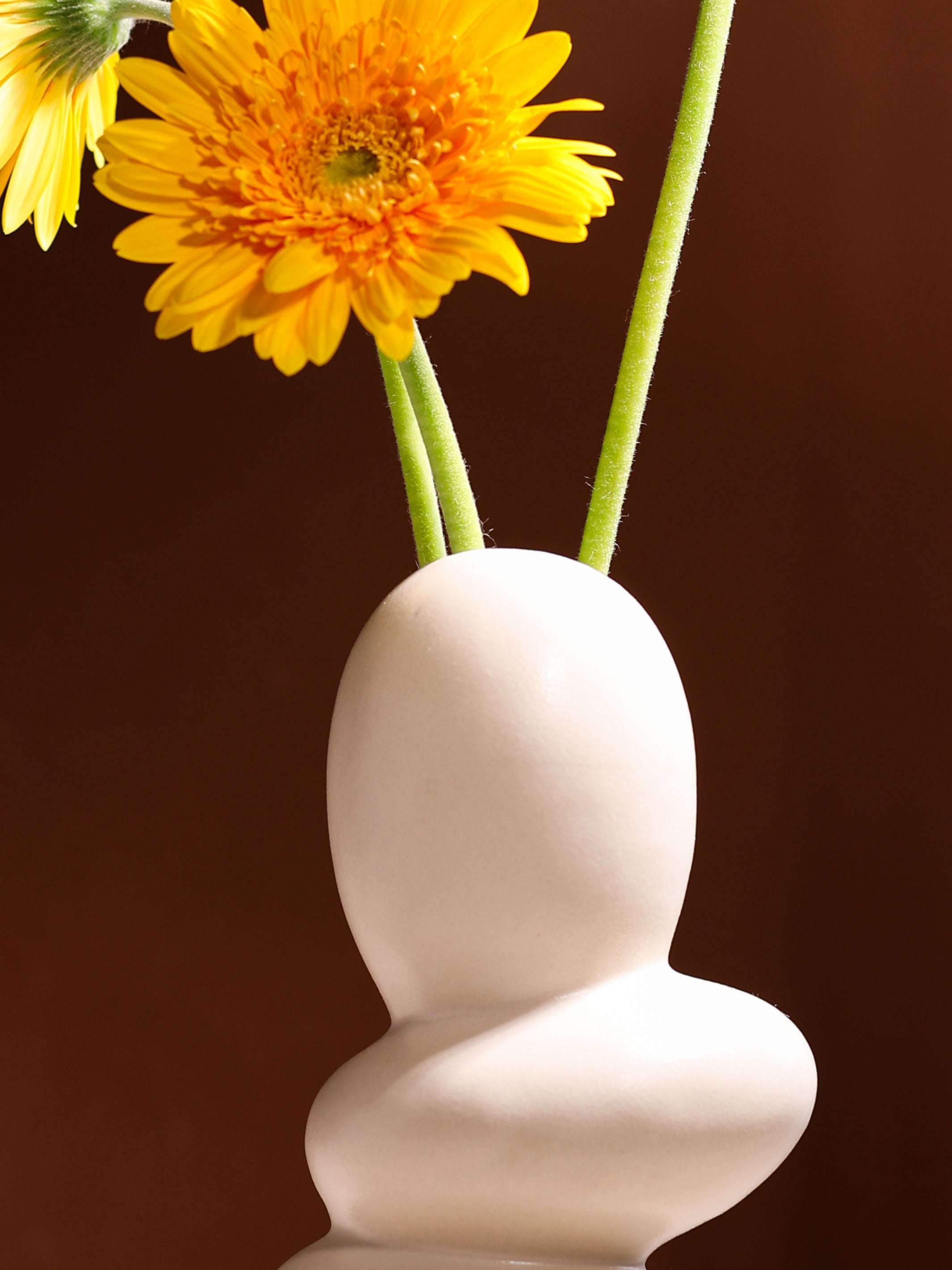 Glimpse Homes Pebble Vase | Ceramic Flower Vase | 11 inch | Whitestone | Ivory