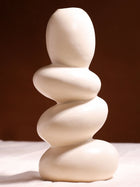 Glimpse Homes Pebble Vase | Ceramic Flower Vase | 11 inch | Whitestone | Ivory