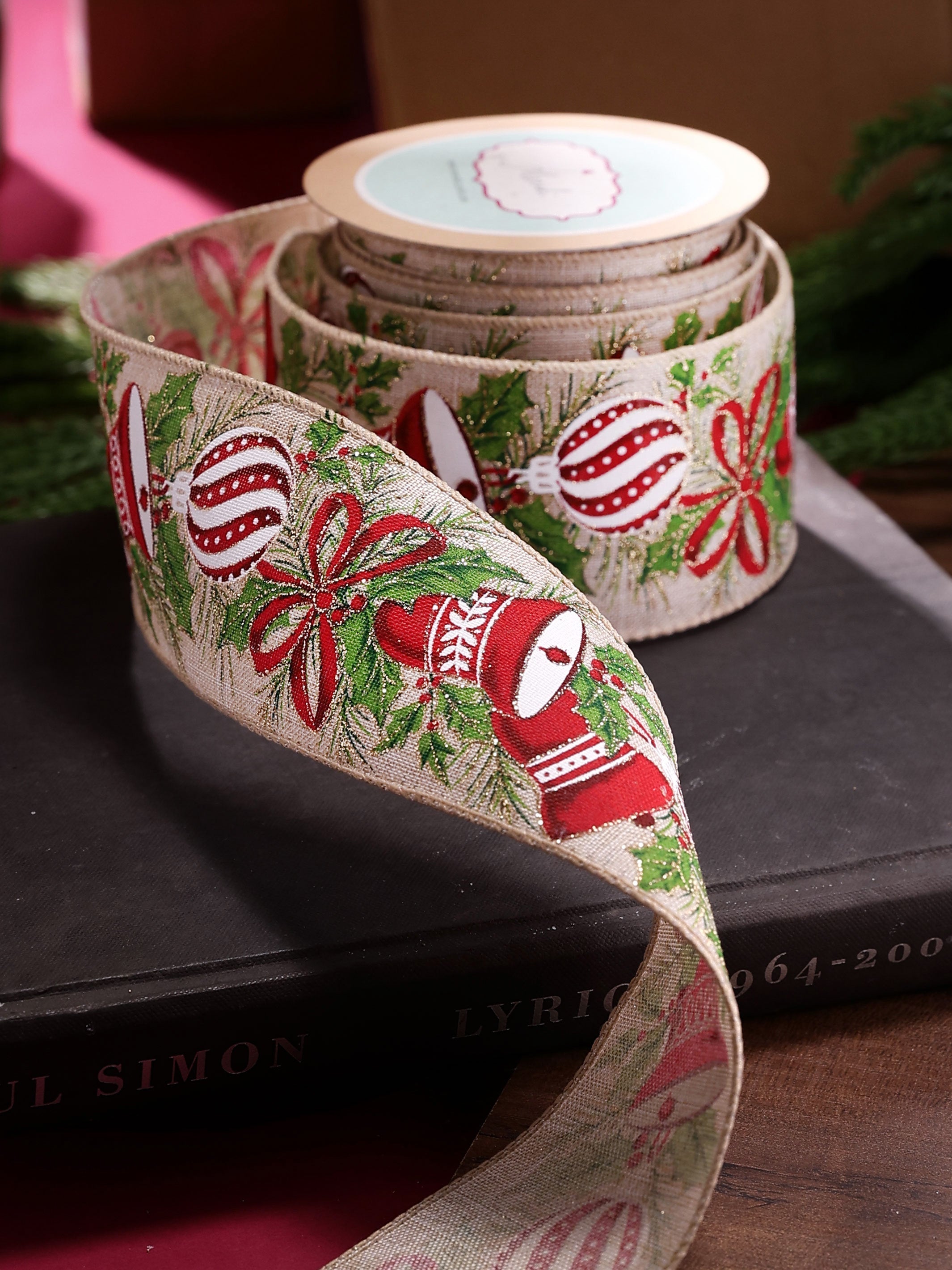 Jingle Bell & Bauble Christmas Ribbon - Product Image 