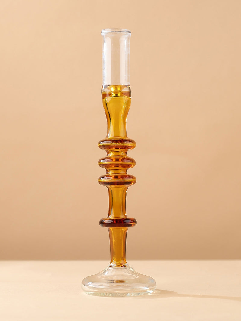 Vintage glass Taper candle holder - Murano Style Amber Dream