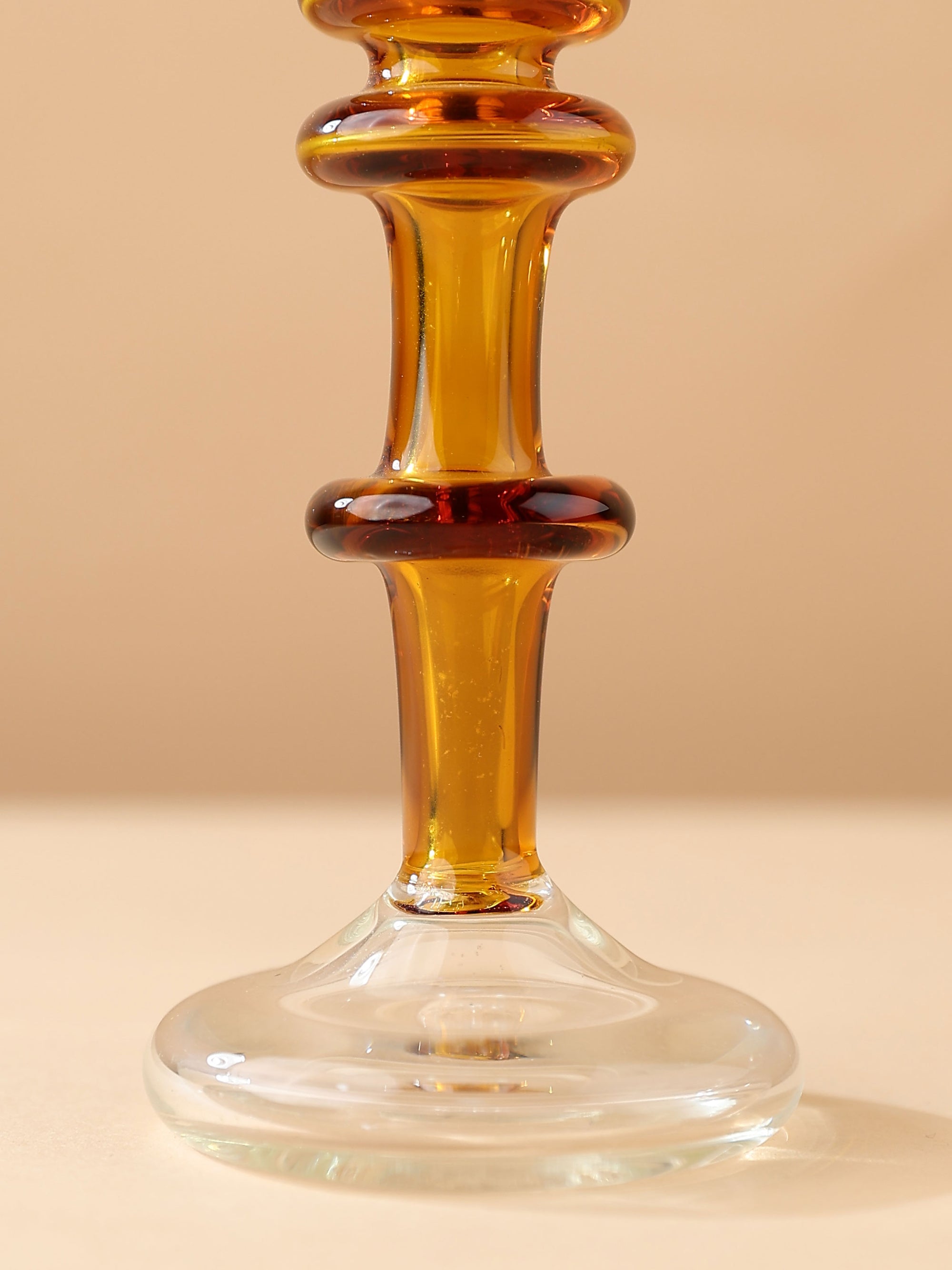 Vintage glass Taper candle holder - Murano Style Amber Dream