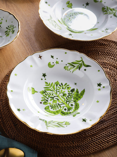 Floral Decal Deep Plate