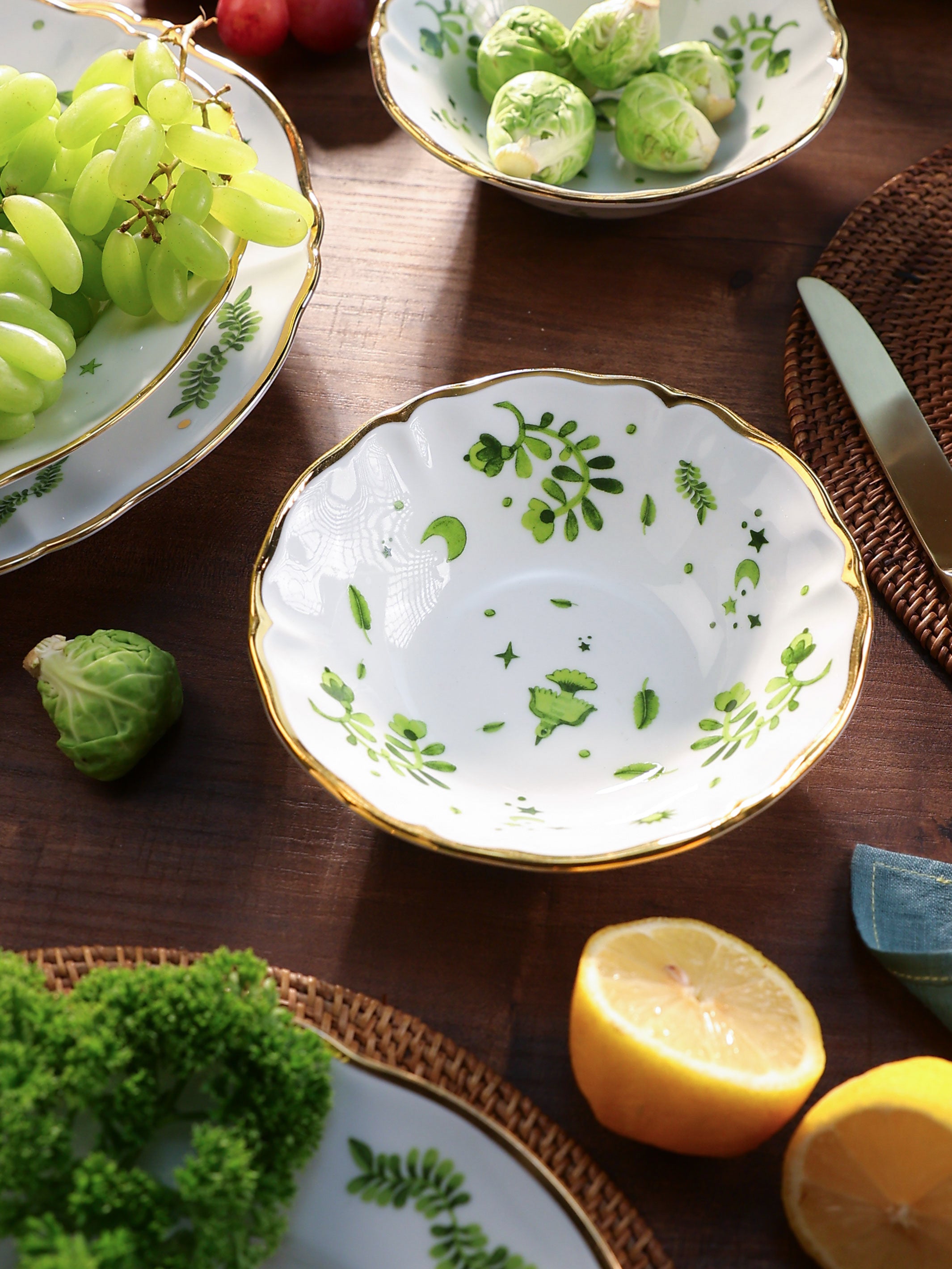 Green Floral Bowl - Product Image 