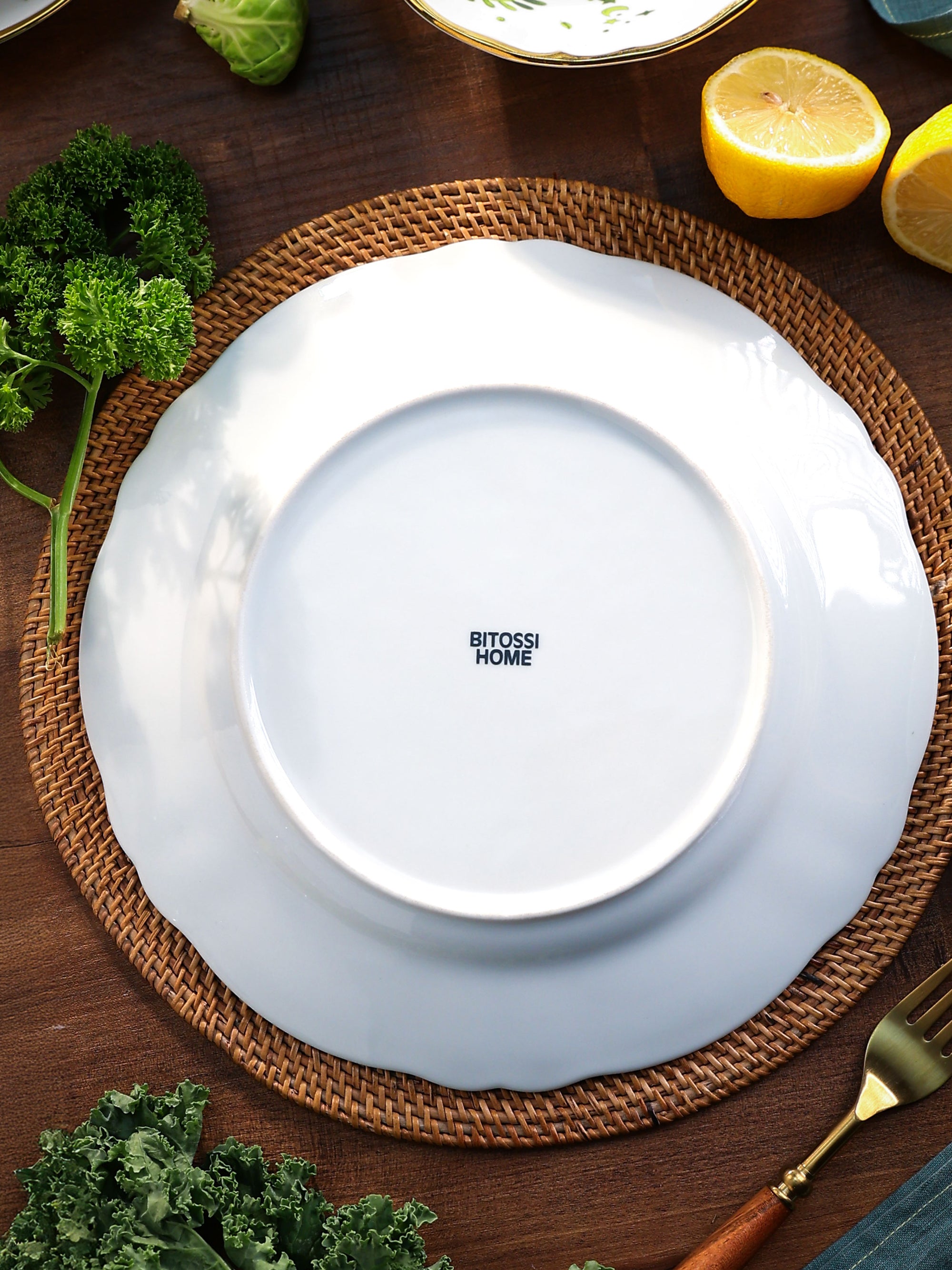 Floral Decal Verde Dinner Plate