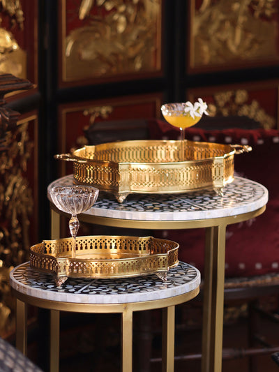 Handcrafted Inlay Nesting Table Set of 2-  Cleo