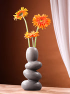 Glimpse Homes Pebble Vase | Ceramic Flower Vase | 11 inch | Greyrock | Grey