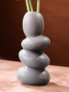 Glimpse Homes Pebble Vase | Ceramic Flower Vase | 11 inch | Greyrock | Grey