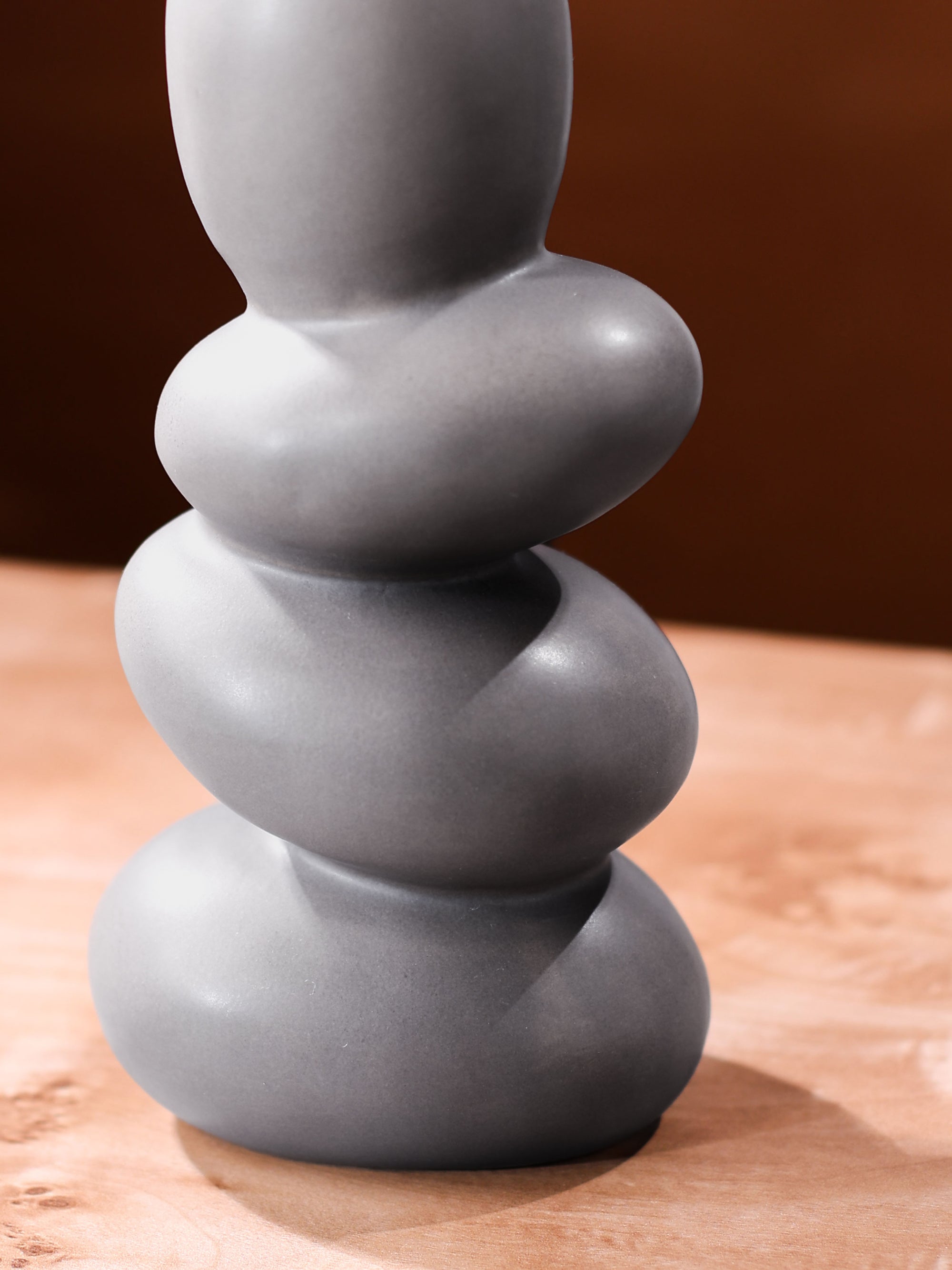 Glimpse Homes Pebble Vase | Ceramic Flower Vase | 11 inch | Greyrock | Grey