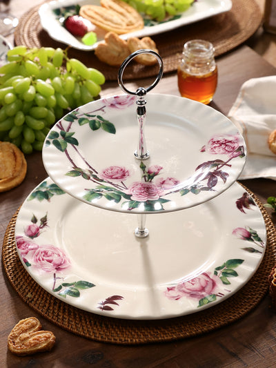 David Austen Roses 2 Tier Cakestand