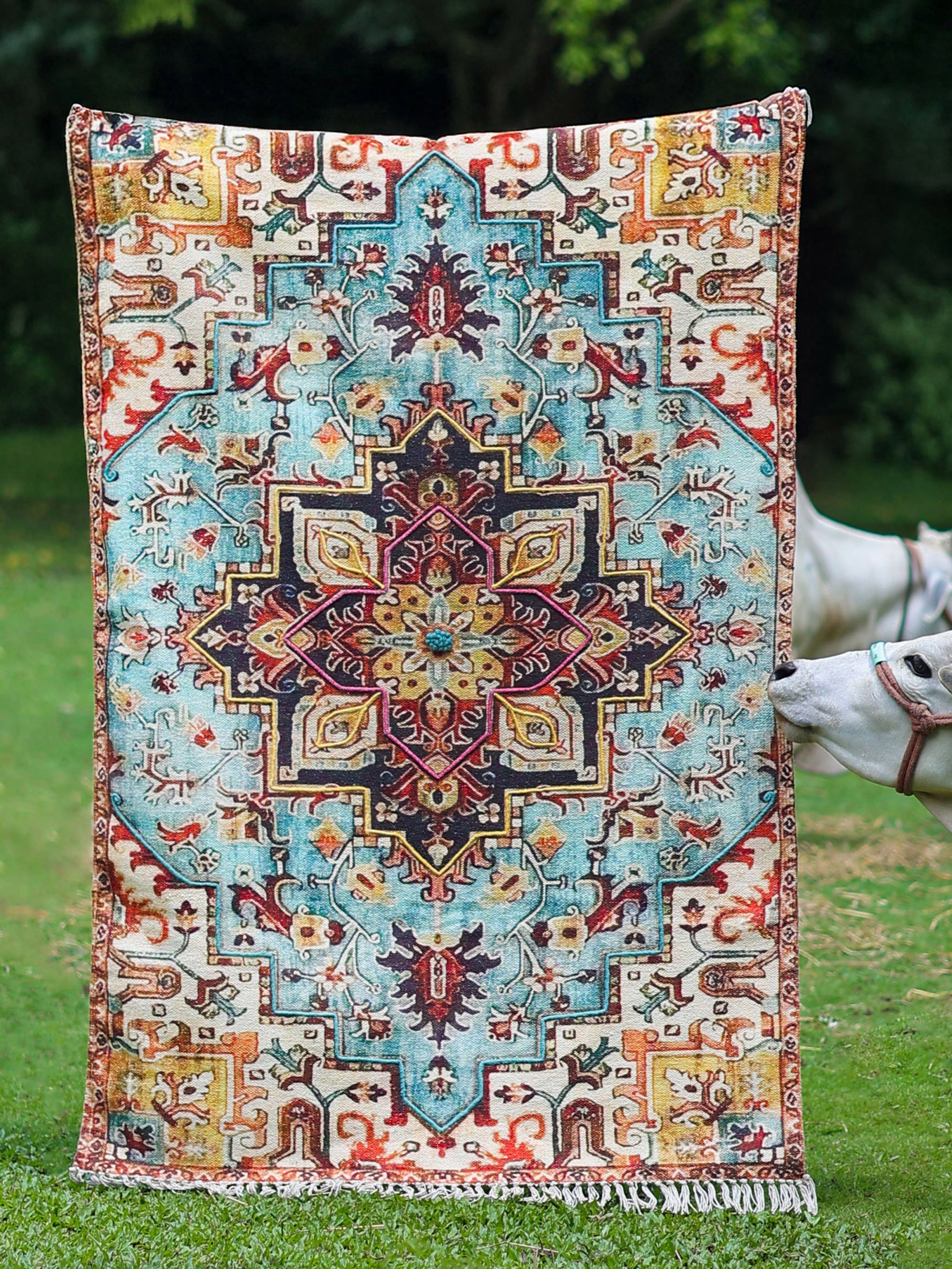 Azure Bloom Medallion Rug