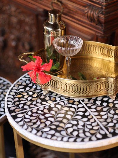 Handcrafted Inlay Nesting Table Set of 2-  Cleo