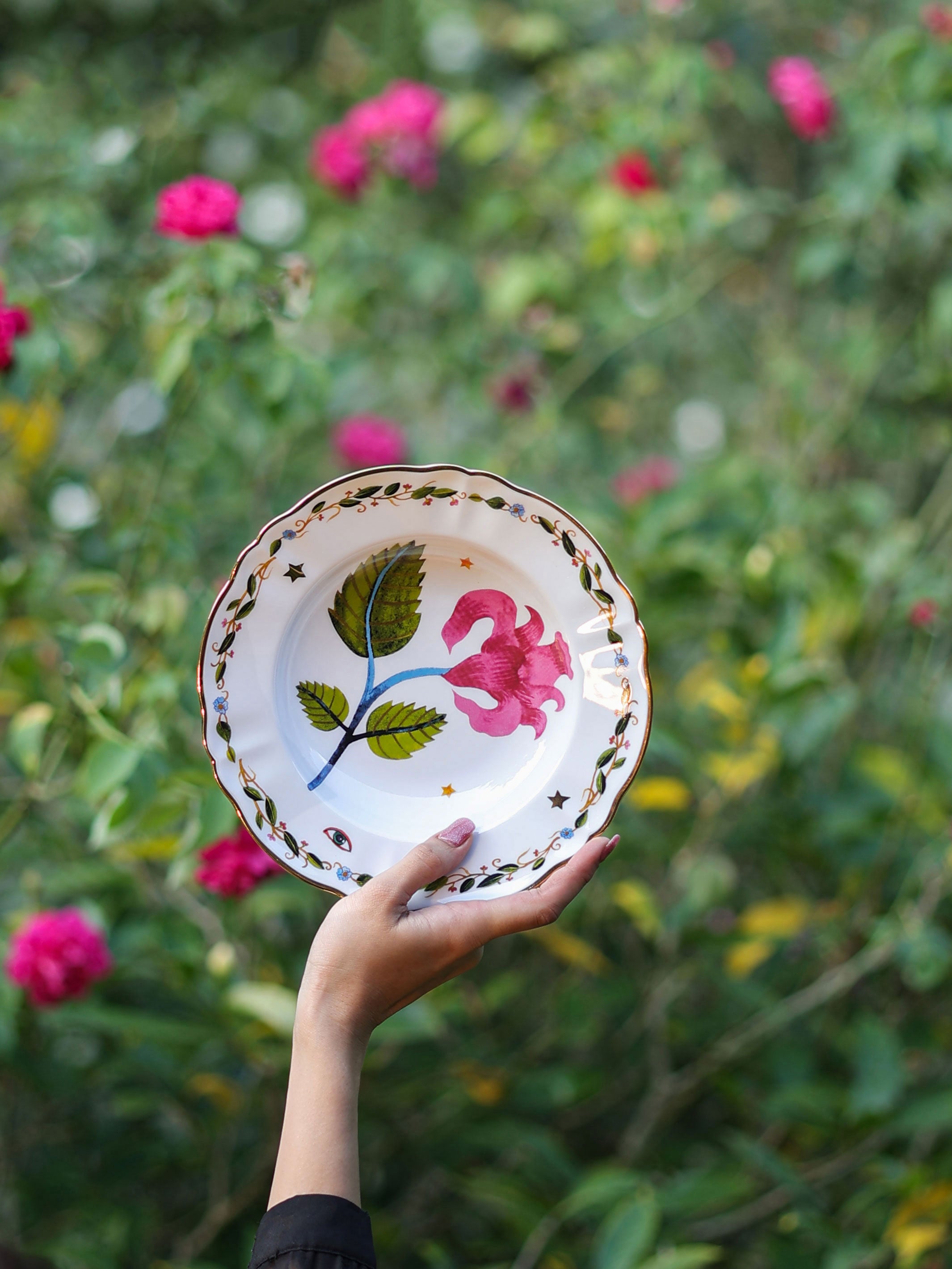 Pink Flower Deep Plate - Product Image 