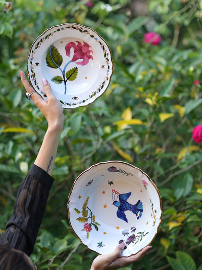 Pink Flower Deep Plate