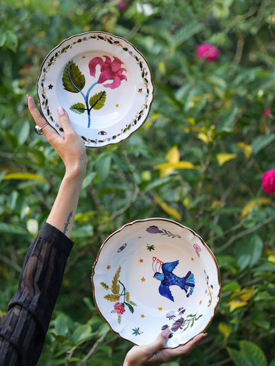 Pink Flower Deep Plate