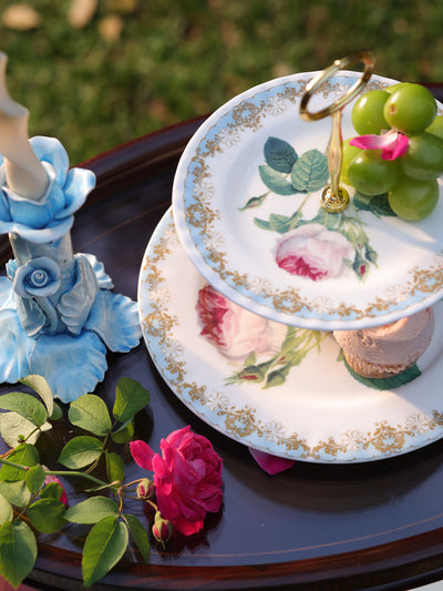Vintage Rose Two Tier Cake Stand Gift Box