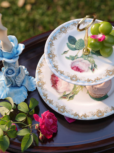 Vintage Rose Two Tier Cake Stand Gift Box