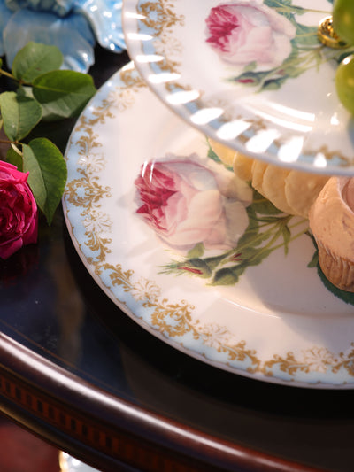 Vintage Rose Two Tier Cake Stand Gift Box