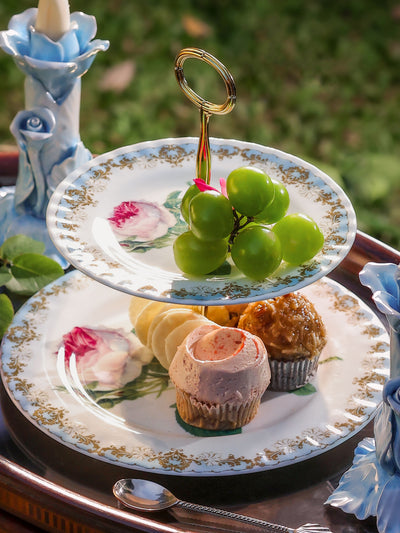 Vintage Rose Two Tier Cake Stand Gift Box