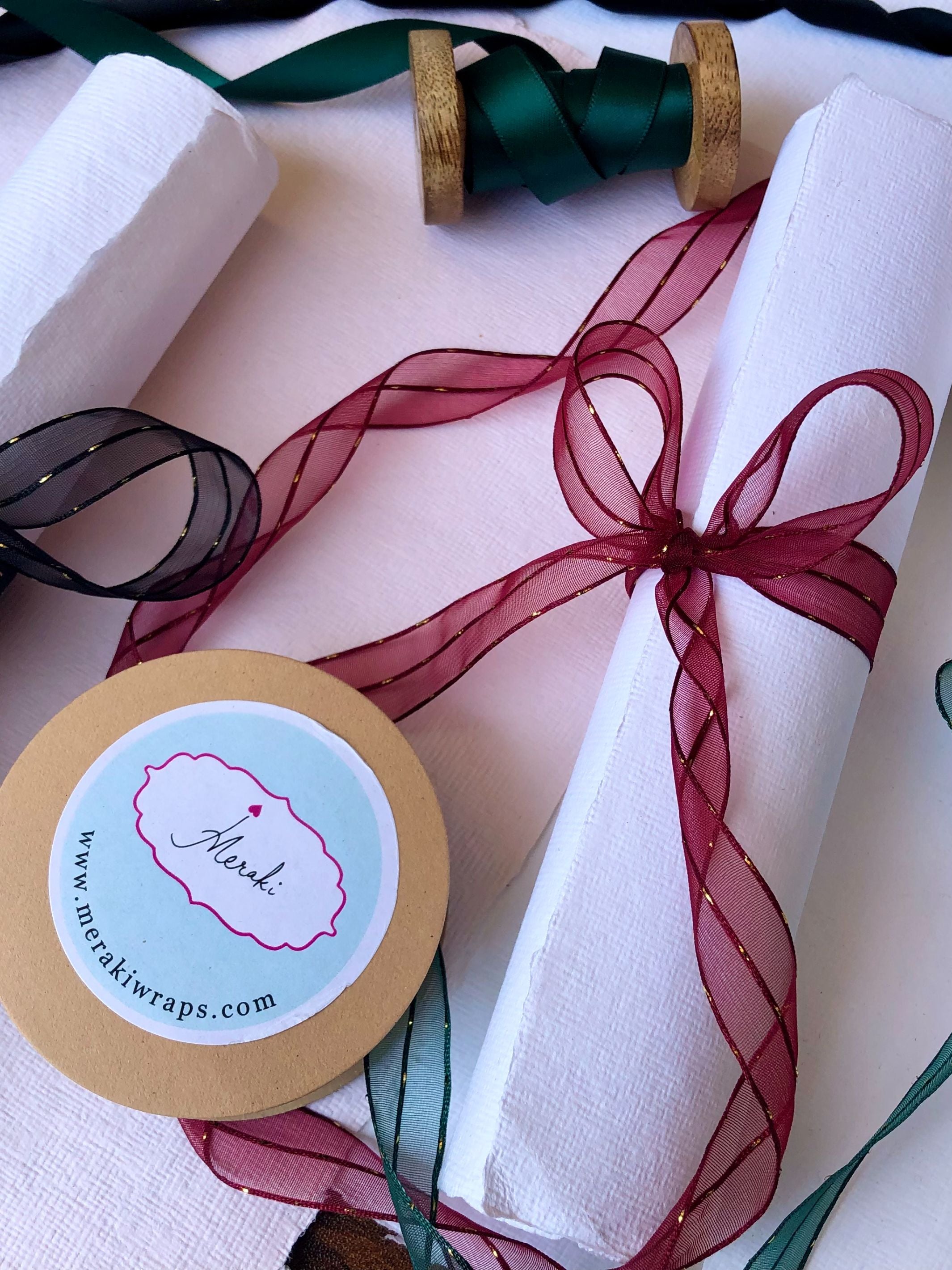 Sheer With Gold Stitches Ribbon