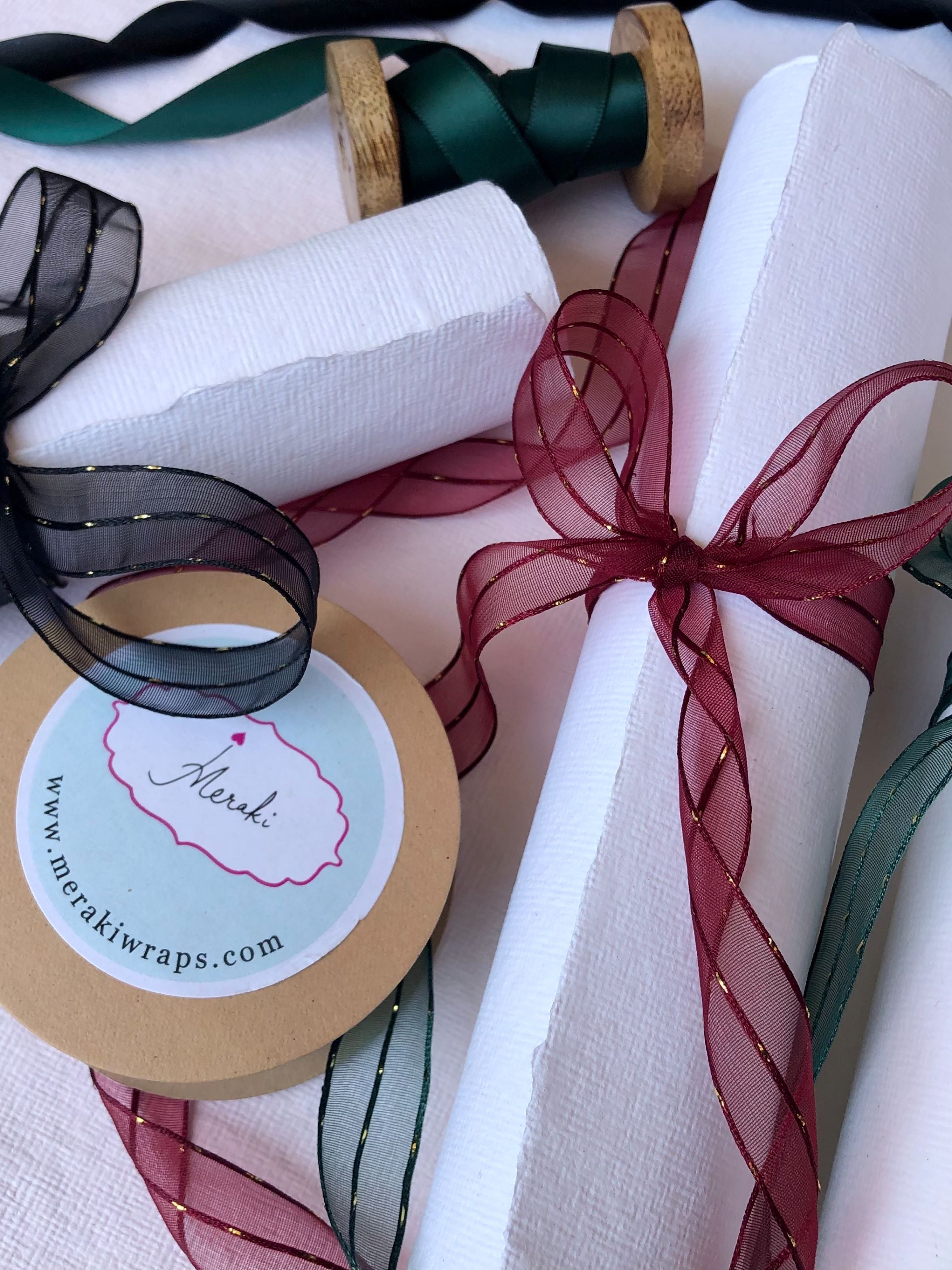 Sheer With Gold Stitches Ribbon