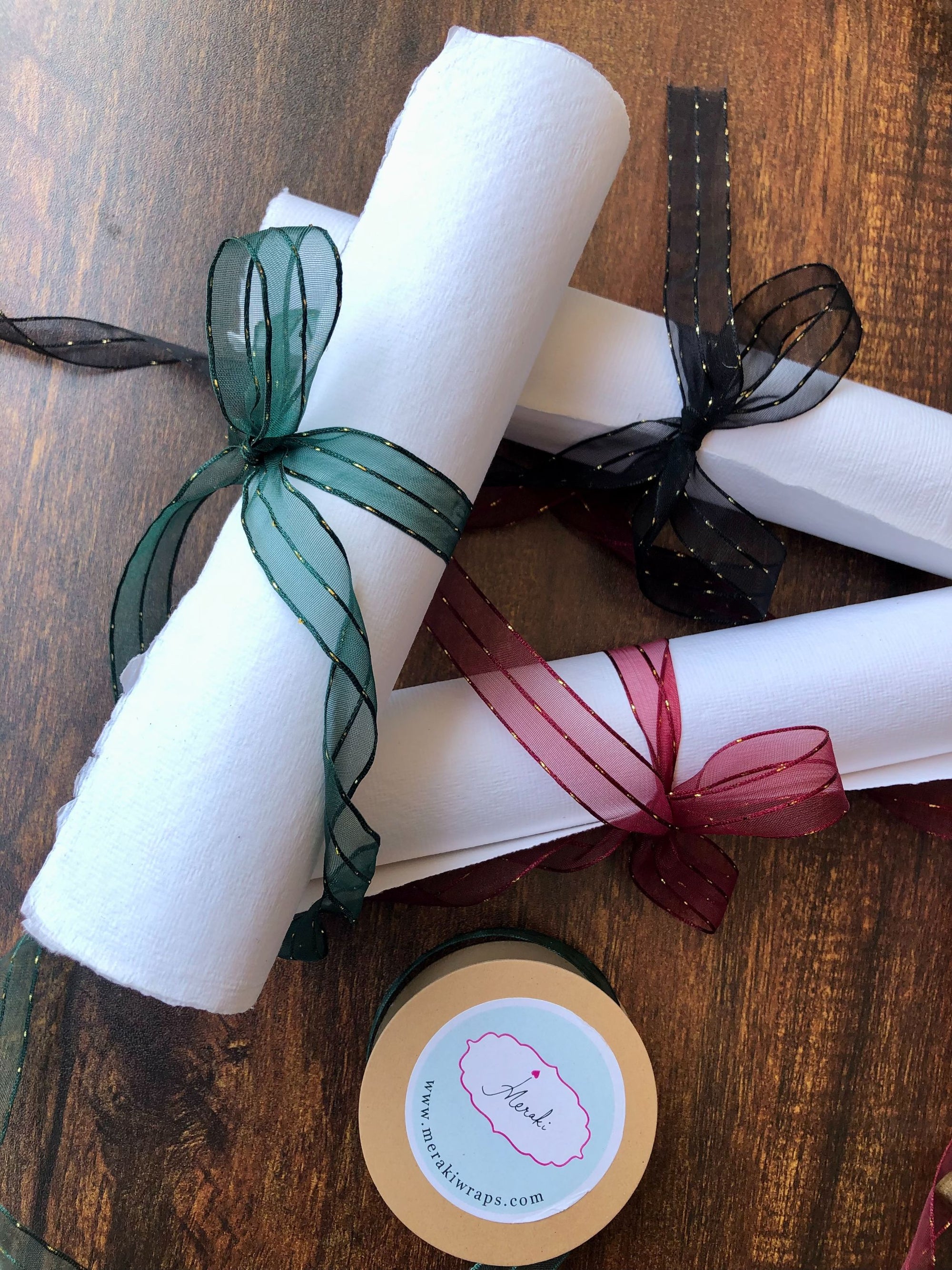 Sheer With Gold Stitches Ribbon