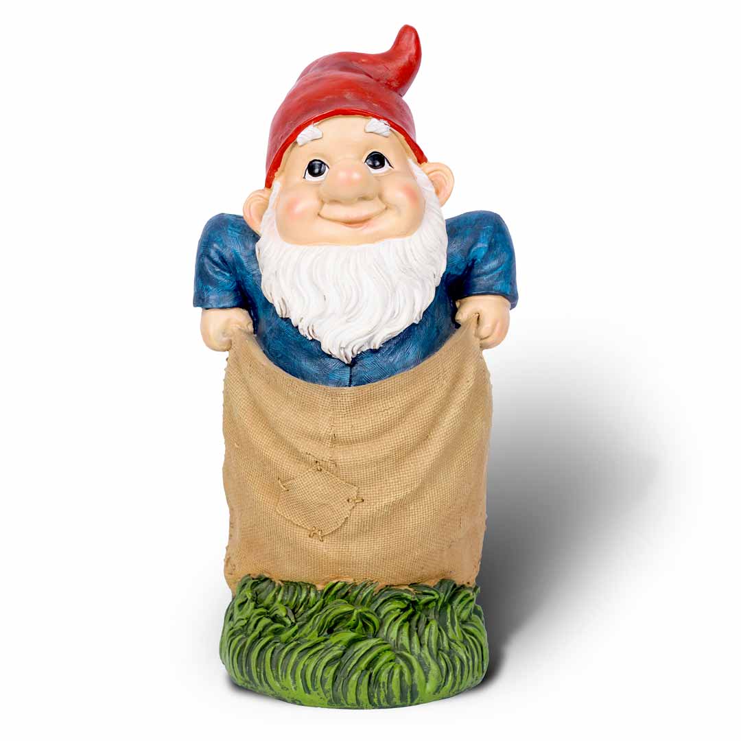Gnome in a Sack Race I Garden Decor