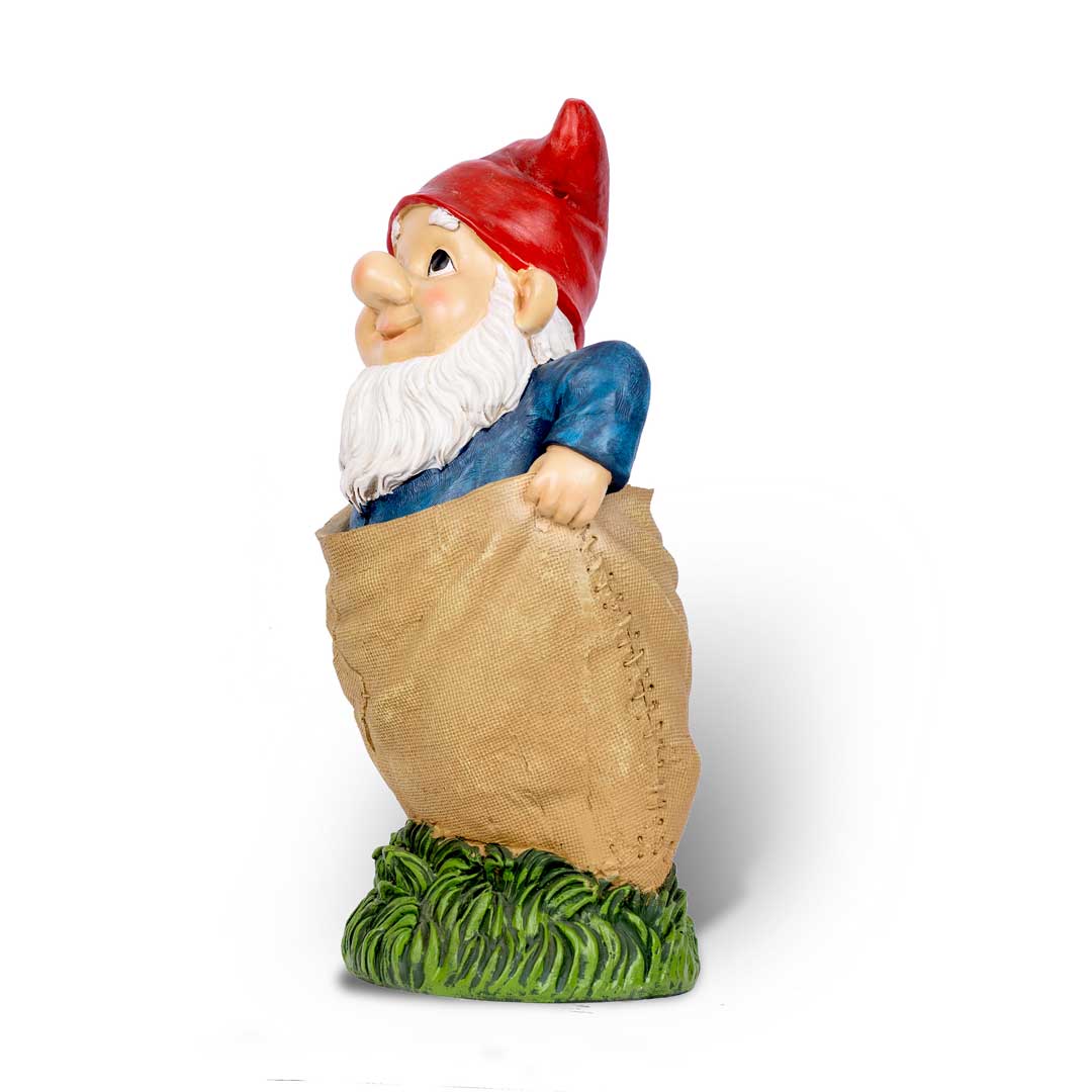 Gnome in a Sack Race I Garden Decor