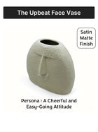 Ceramic Flower Vase | Set of 2 | Upbeat Face Vase 5.5" & Blowing Kiss Face Vase 6" | Ivory| Satin Matte Finish