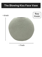 Ceramic Flower Vase | Set of 2 | Upbeat Face Vase 5.5" & Blowing Kiss Face Vase 6" | Ivory| Raw Finish