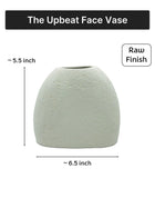 Ceramic Flower Vase | Set of 2 | Upbeat Face Vase 5.5" & Blowing Kiss Face Vase 6" | Ivory| Raw Finish
