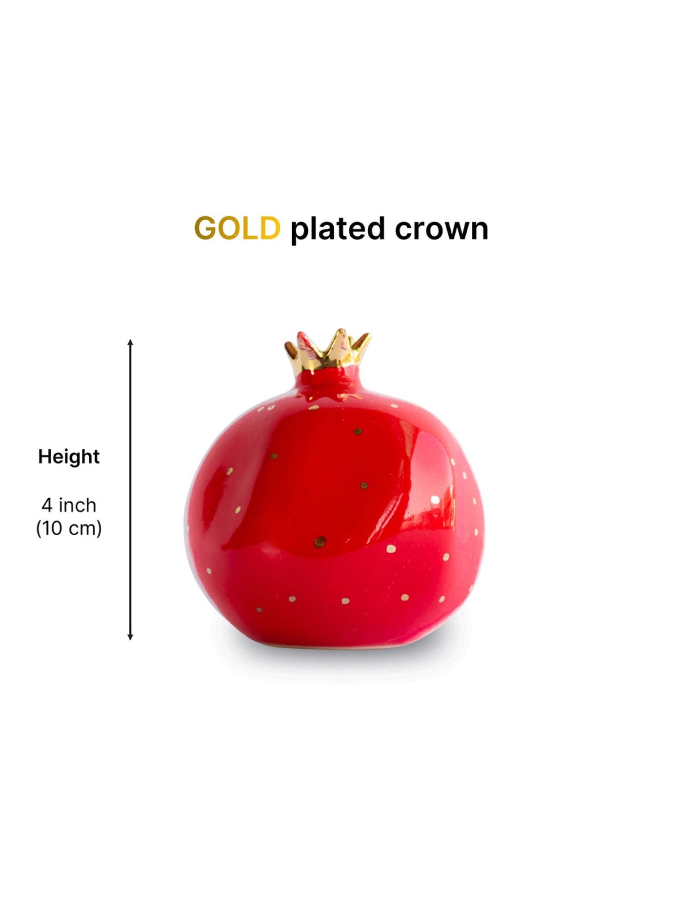 Ceramic Pomegranate Showpiece with Gold Plated Crown| 4 inch | Ravishing Red