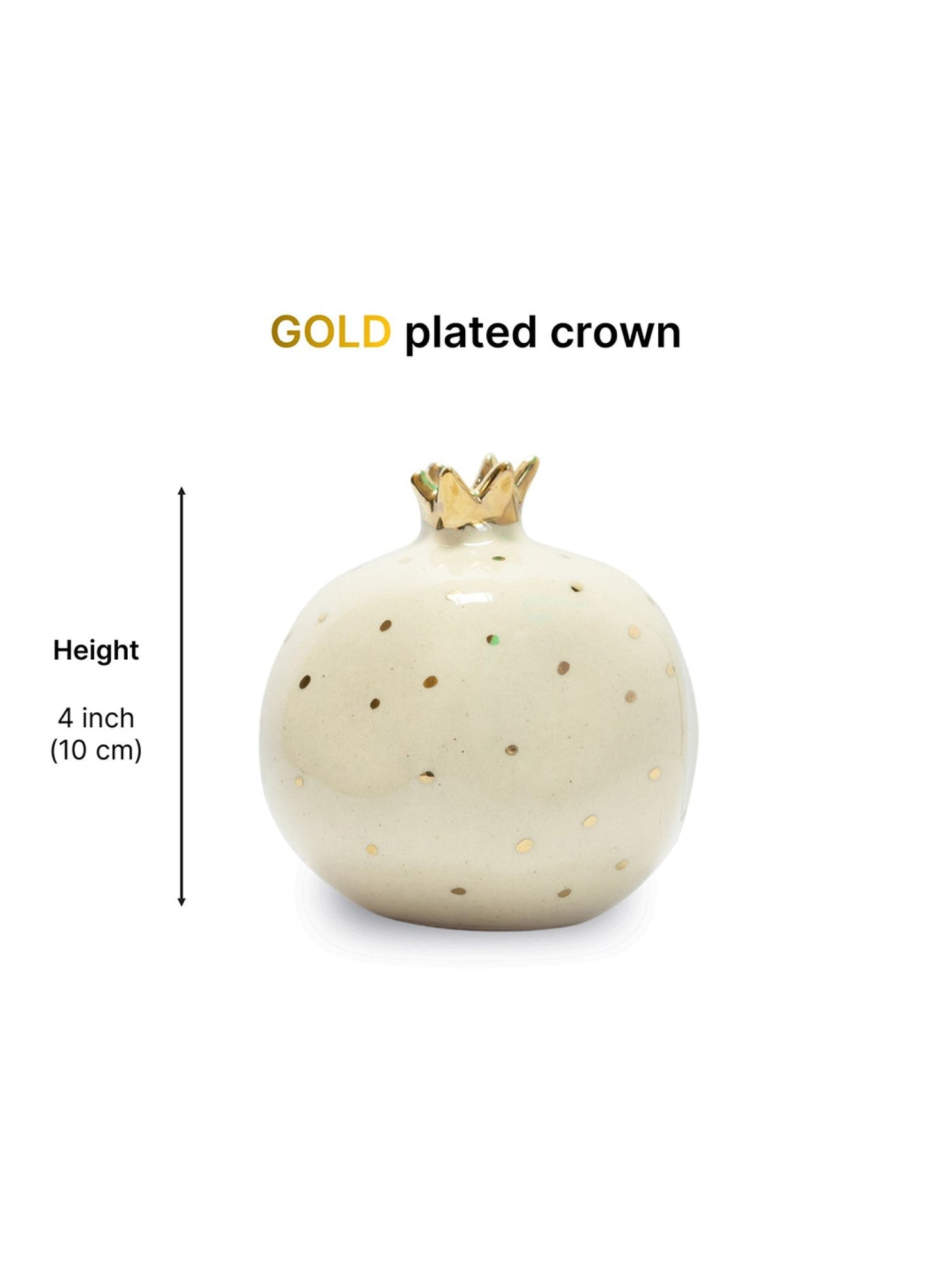 Set of 2 Ceramic Pomegranate Showpieces | Gold Plated Crown | 4 inch | Blinding Blue & Off-White