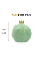 Set of 2 Ceramic Pomegranate Showpieces | Gold Plated Crown | 4 inch | Blush Pink & Mint Green