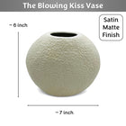 The Blowing Kiss Face Vase 6 inches | Ivory| Satin Matte Finish