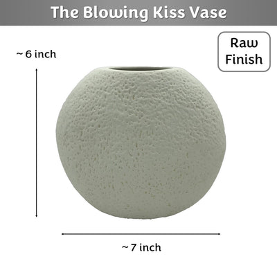 The Blowing Kiss Face Vase 6 inches | Ivory| Raw Finish