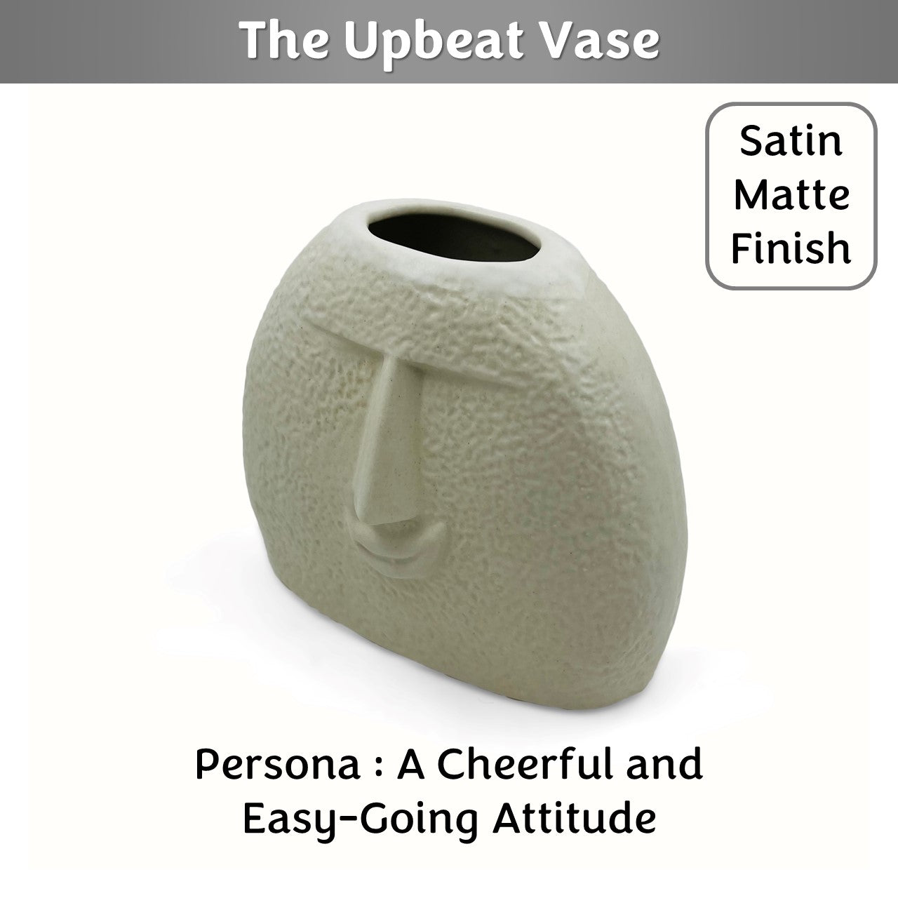 The Upbeat Face Vase 5.5 inches | Ivory| Satin Matte Finish