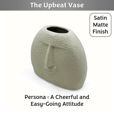 The Upbeat Face Vase 5.5 inches | Ivory| Satin Matte Finish