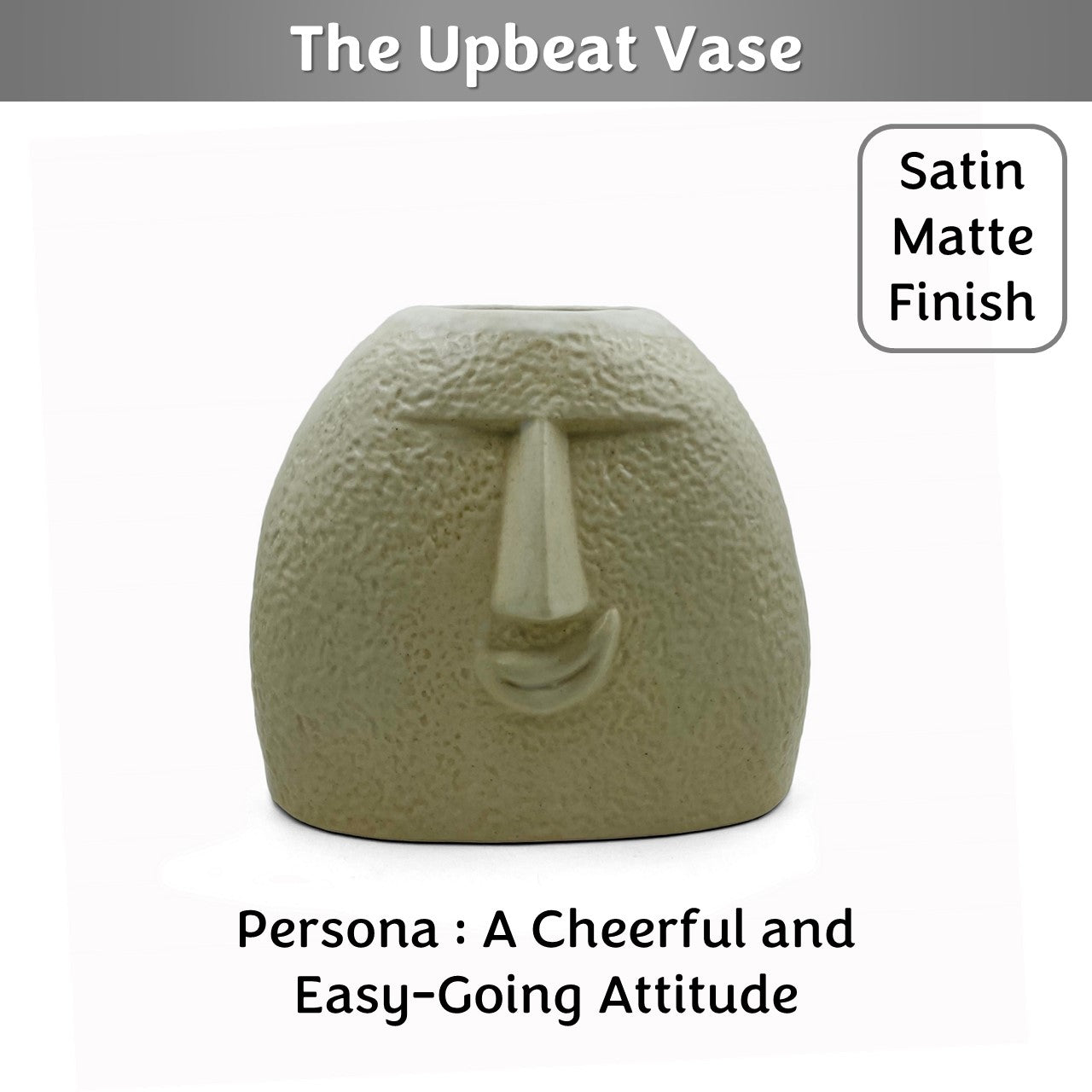 The Upbeat Face Vase 5.5 inches | Ivory| Satin Matte Finish