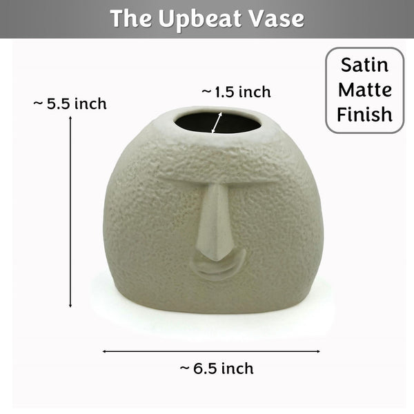 The Upbeat Face Vase 5.5 inches | Ivory| Satin Matte Finish