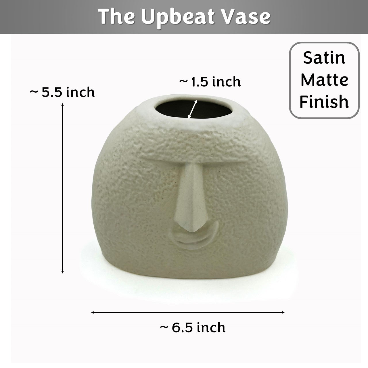 The Upbeat Face Vase 5.5 inches | Ivory| Satin Matte Finish