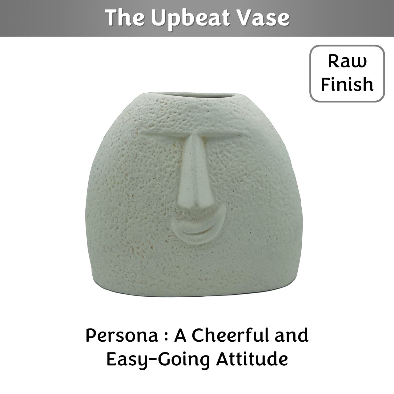 The Upbeat Face Vase 5.5 inches | Ivory| Raw Finish