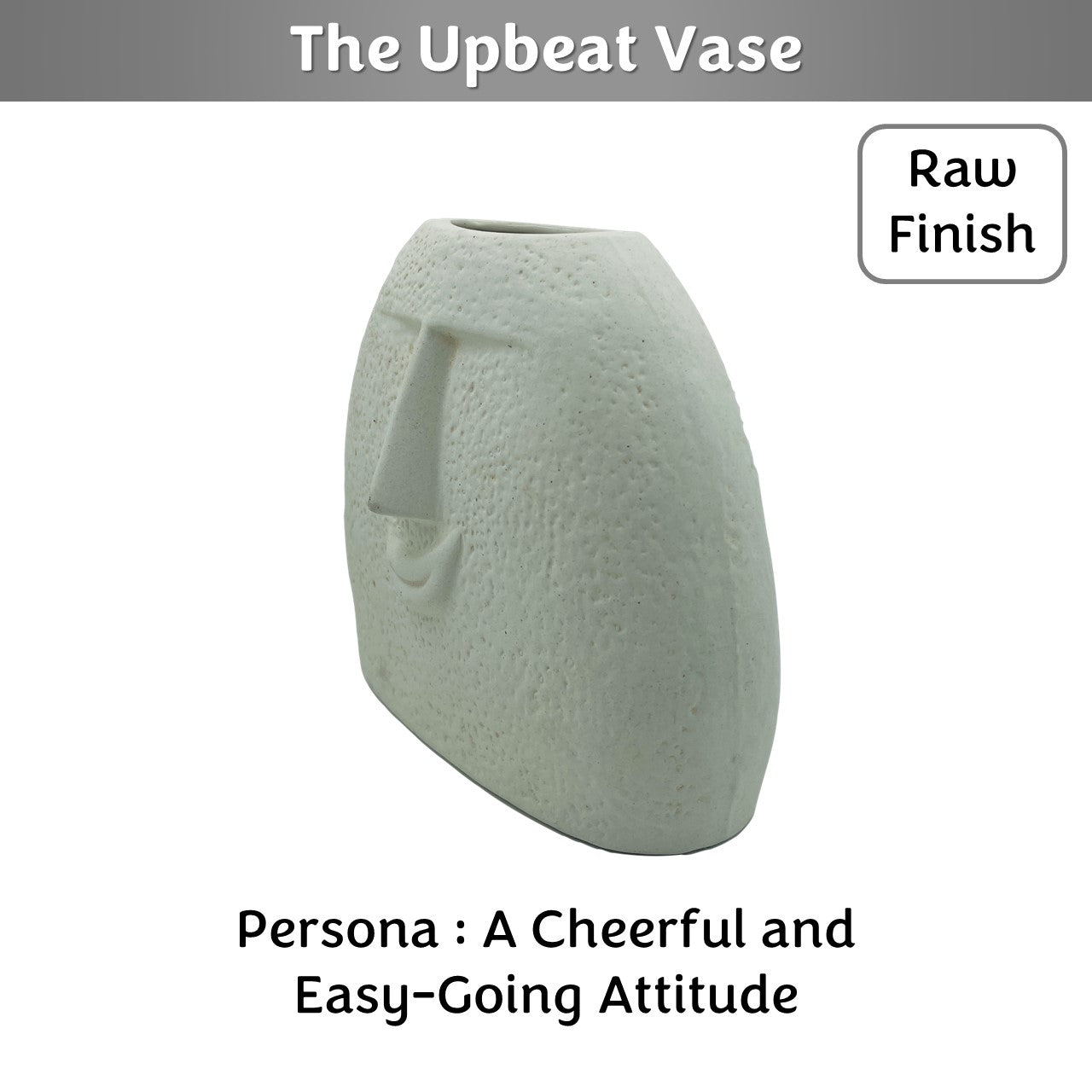 The Upbeat Face Vase 5.5 inches | Ivory| Raw Finish