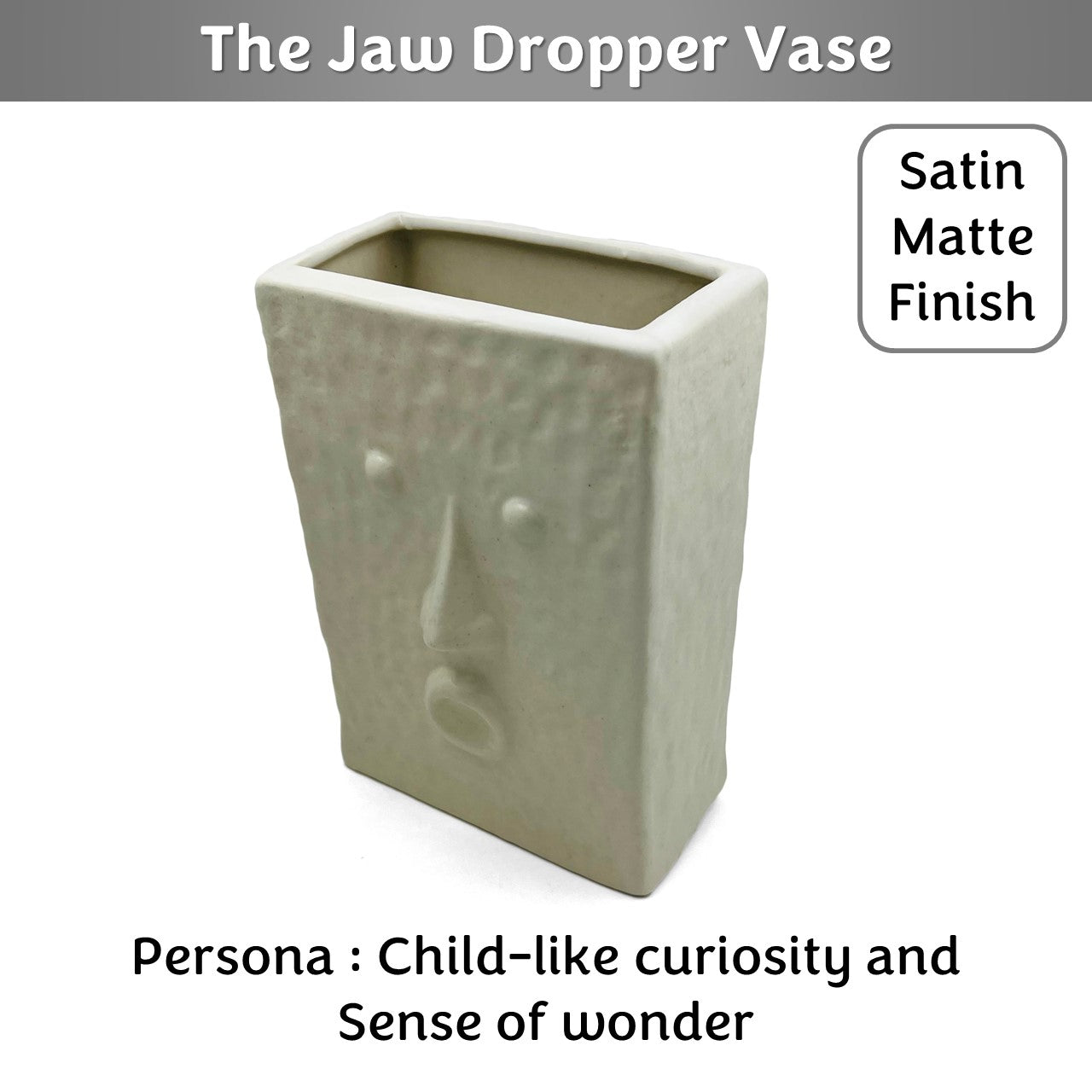 The Jaw Dropper Face Vase 7 inches | Ivory| Satin Matte Finish