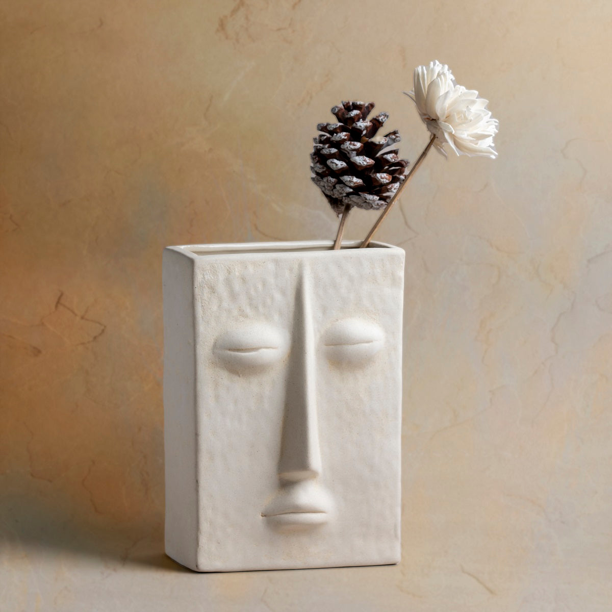 The Zen Face Vase 7 inches | Ivory| Satin Matte Finish