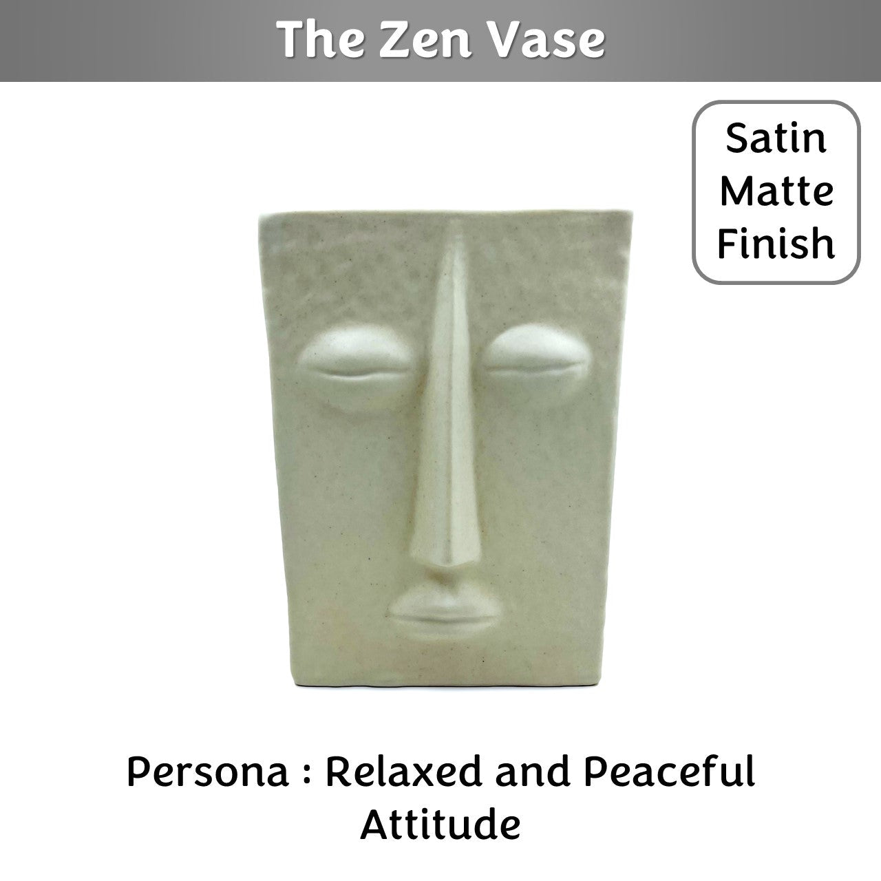 The Zen Face Vase 7 inches | Ivory| Satin Matte Finish