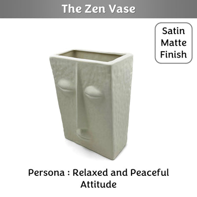 The Zen Face Vase 7 inches | Ivory| Satin Matte Finish