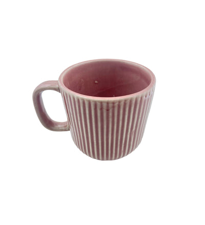 Striped Mug by Glimpse Homes | 330 ml | Set of 2 mugs | Cherry Red color