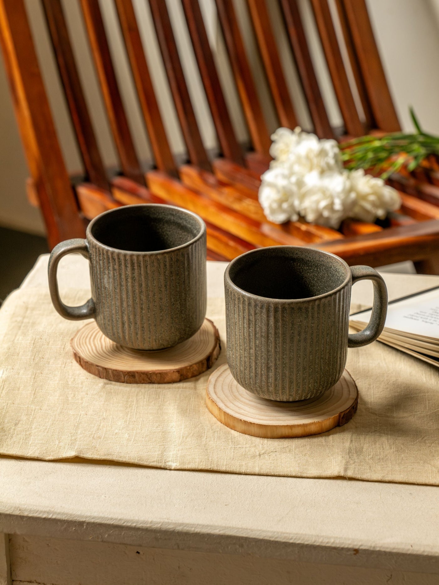 Striped Mug by Glimpse Homes | 330 ml | Set of 2 mugs | Spacegrey