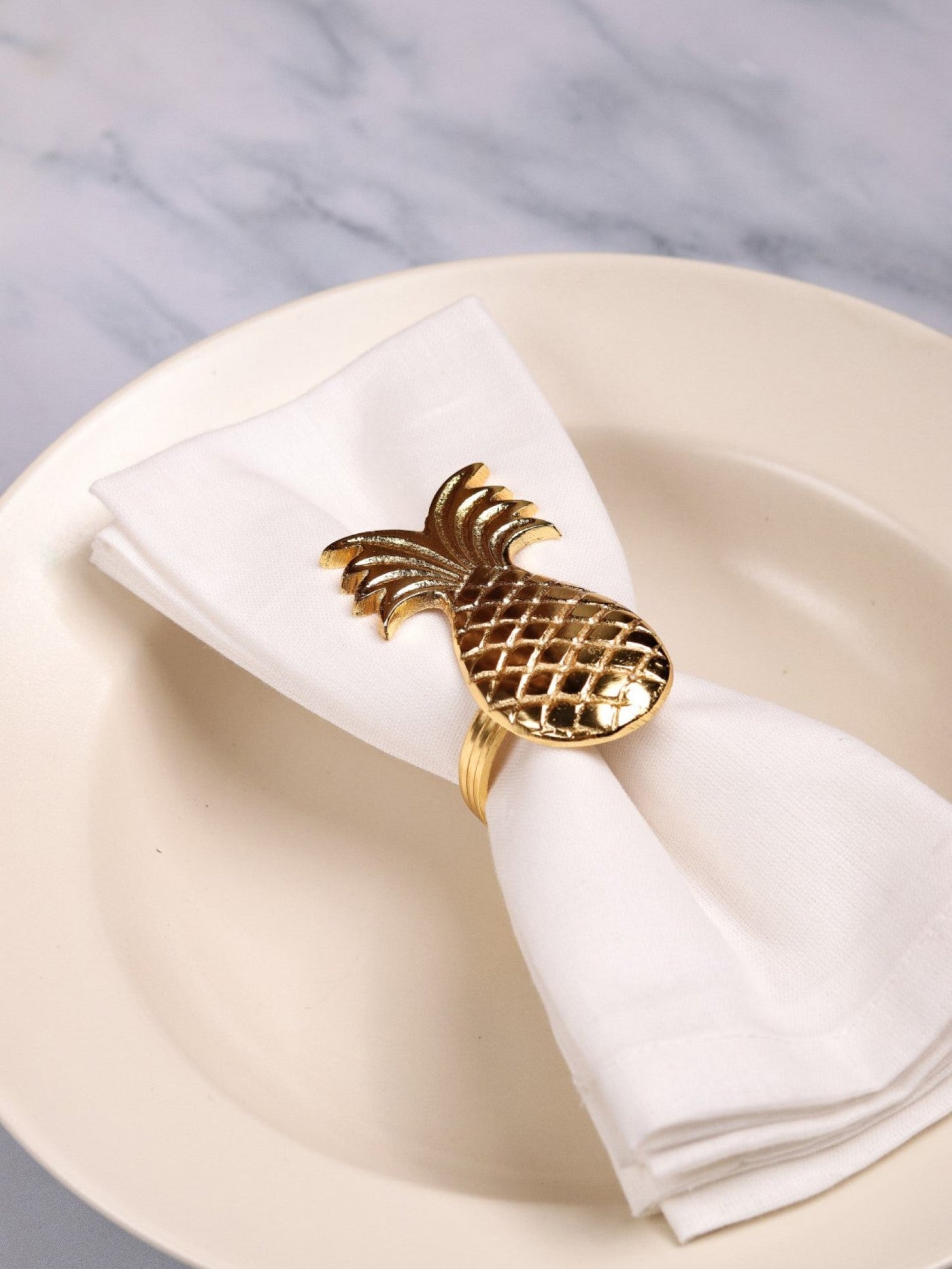 Glimpse Homes Elegant Napkin Rings for Dining Table| Pineapple | Gold