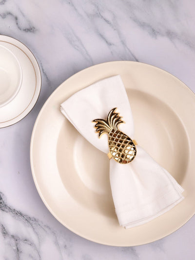 Glimpse Homes Elegant Napkin Rings for Dining Table| Pineapple | Gold